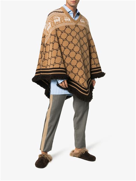 gucci poncho brown|mytheresa gucci poncho.